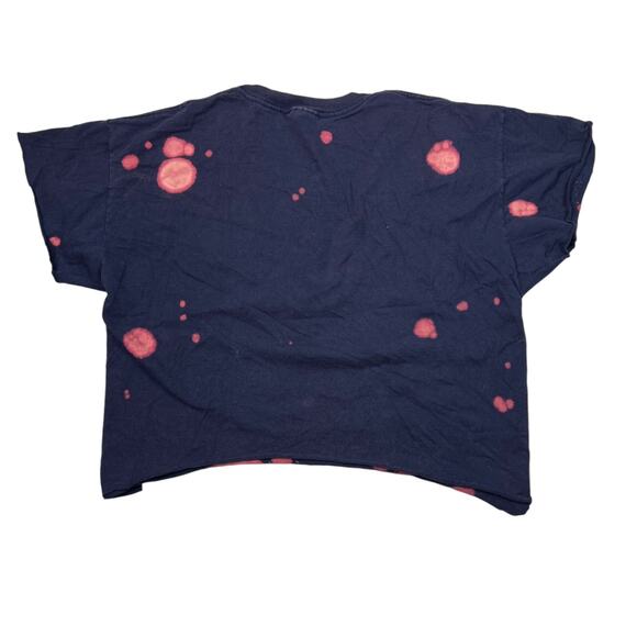 Vintage 1995 MLB Indians Bleach Dye V-Neck Lace Up Crop Top Tee T-Shirt XL - Picture 2 of 6